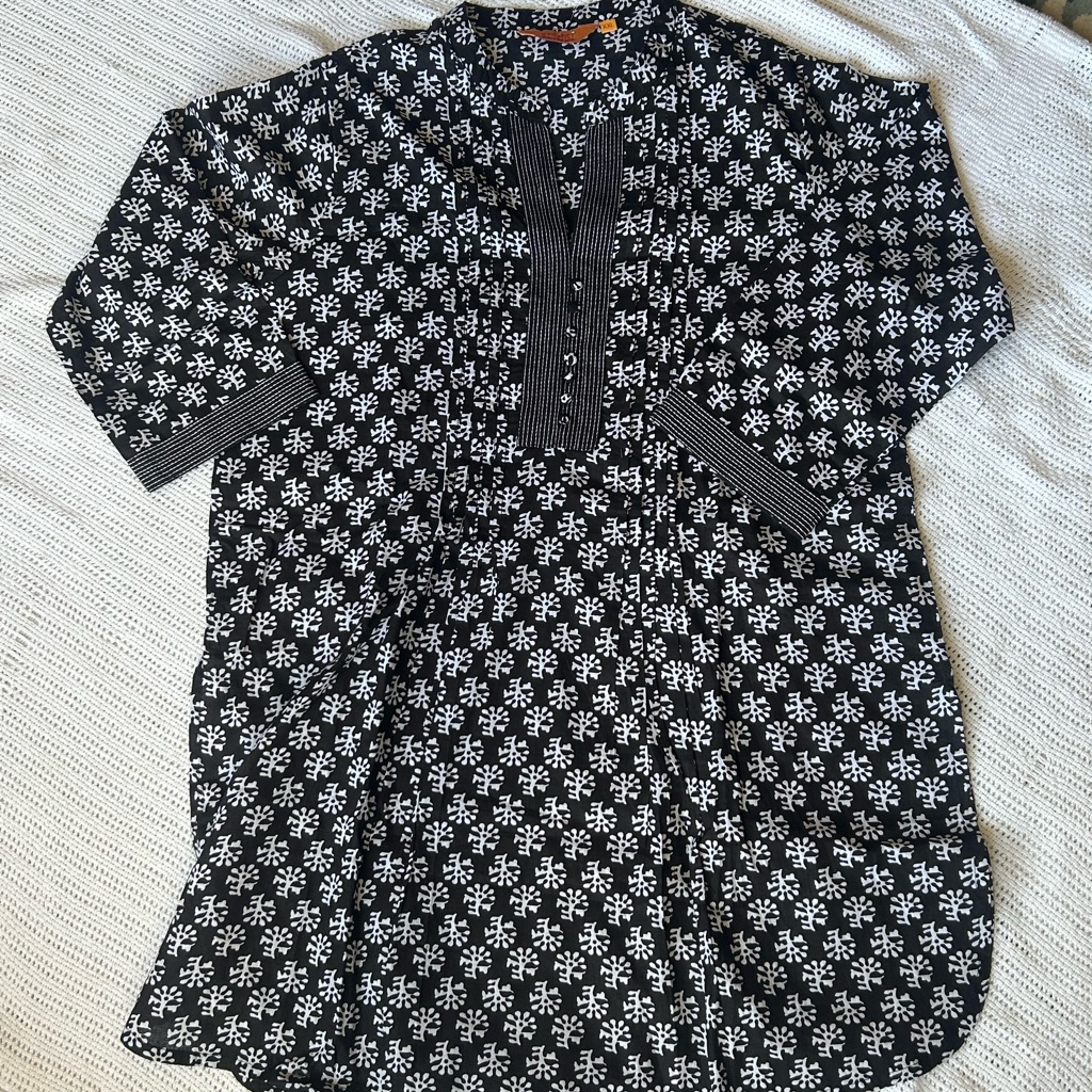 Patterned Black Kurta